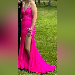 Prom or cocktail dress worn once. Bright pink size 2